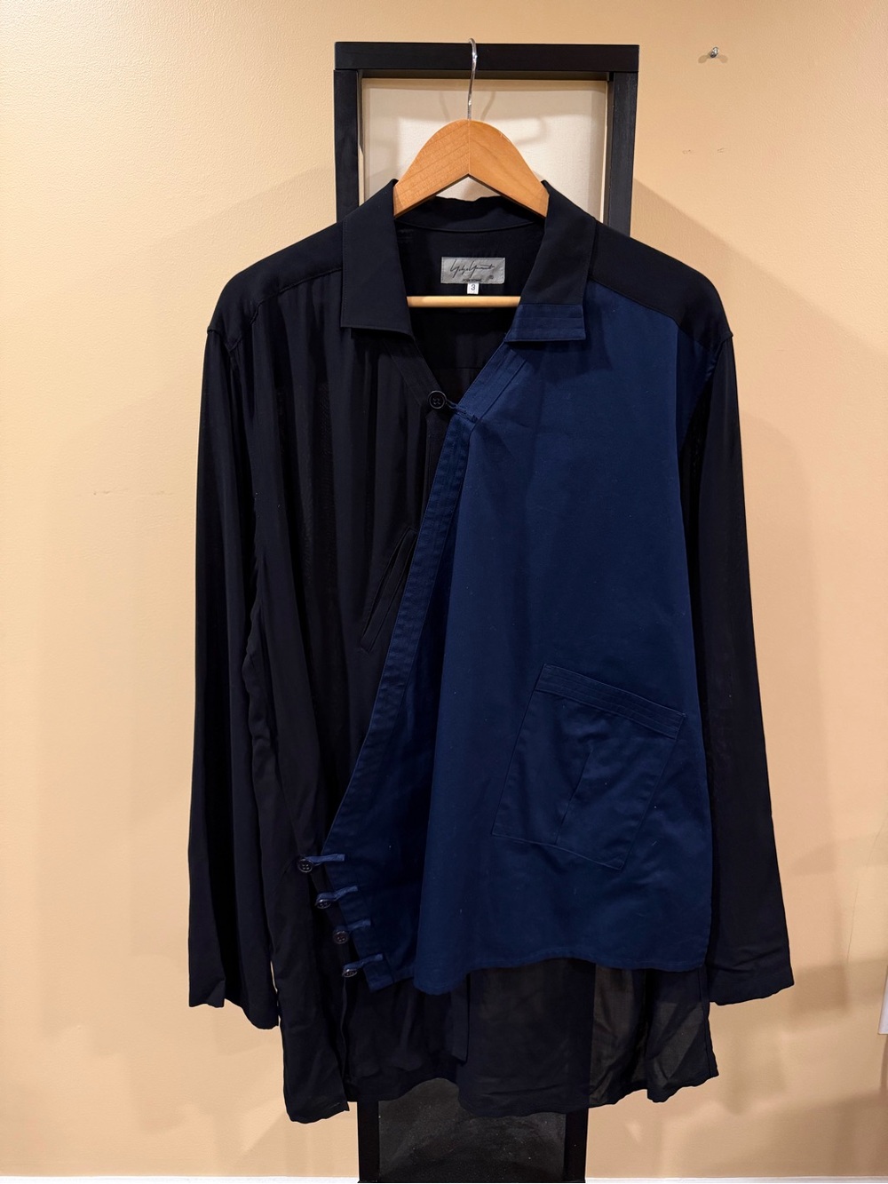 Yohji Yamamoto Pour Homme SS17 Black/Navy Taoist Robe Button Up Shirt